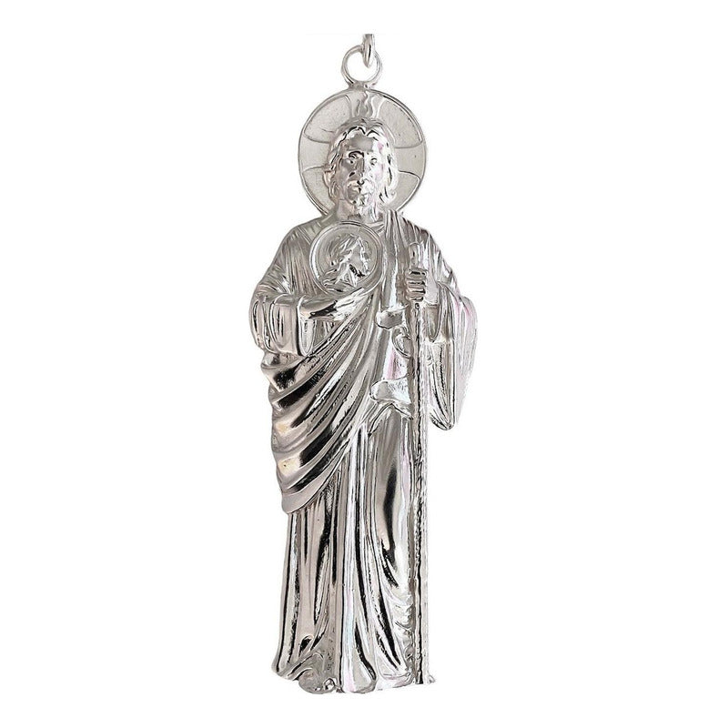 Enorme Dije De San Judas 10 Cm Liso De Plata Ley 925