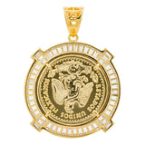 Dije Centenario Iced Out Oro Laminado 14k Zirconia Baguette - Amarillo