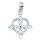 Dije Nudo De Bruja Corazón Zirconias Con Cadena Plata 925 Blanco