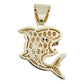 Dije Tiburon Piedras Hiphop + Cadena Regalo Chapa Oro 14k