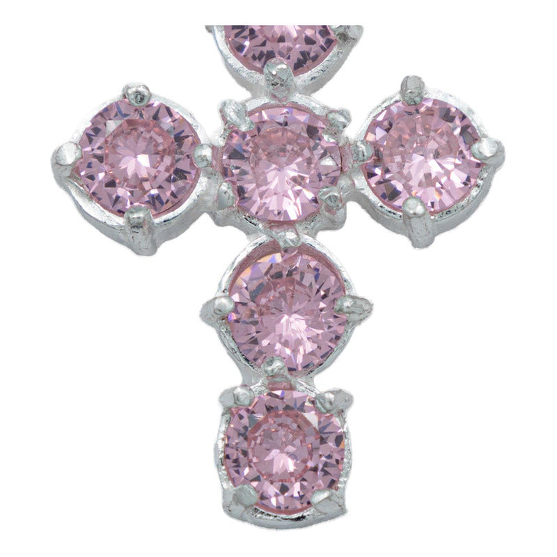 Dije Cruz Catolica De Zirconias Mediano Mujer Plata 925