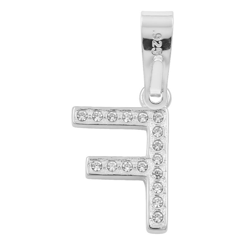 Dije Inicial De Plata 925 Zirconias  2 Cm Regalo Para Mujer F