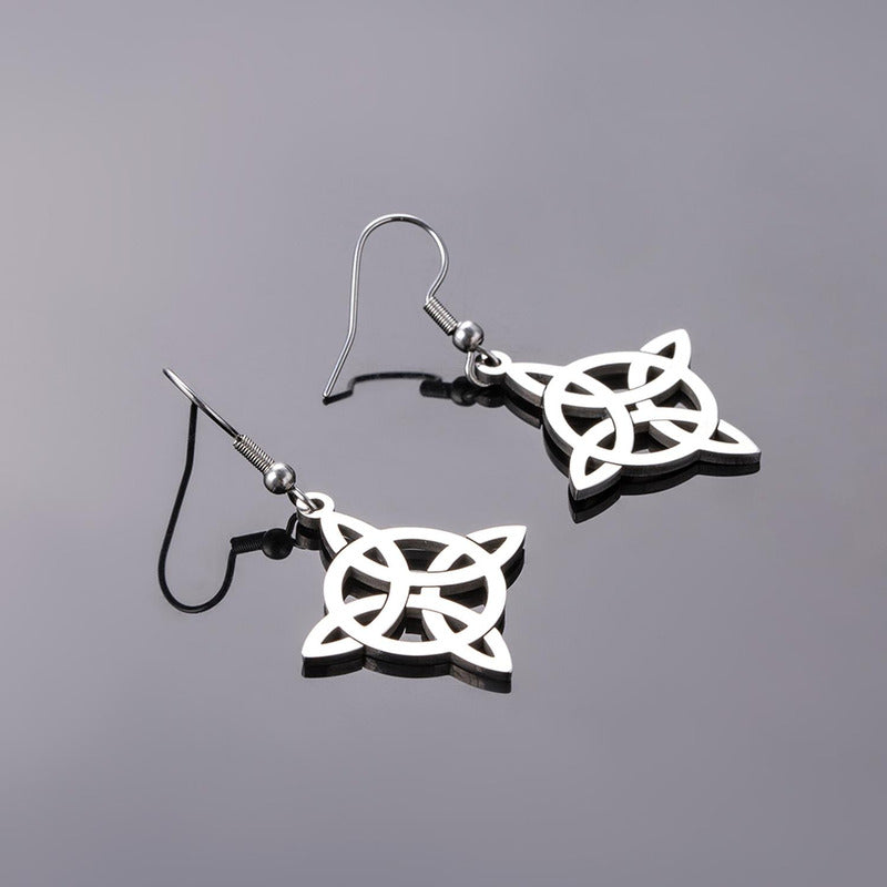 Aretes Pendientes Nudo De Bruja Mujer Gancho Amuleto Acero