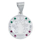 Dije Medalla Med San Benito Doble Vista Zirconias Plata 925