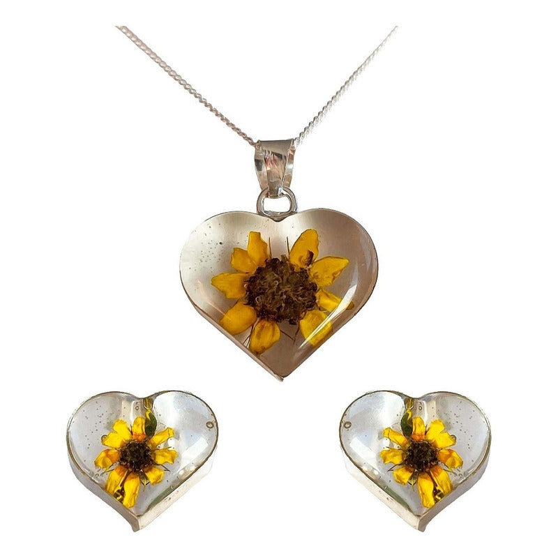 Shrek Aretes Collar Girasol Promesa Regalo Amor Plata S925