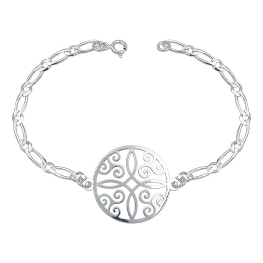 Pulsera Con Medalla Nudo De Bruja Figaro 1x1 Plata 925 4 Mm