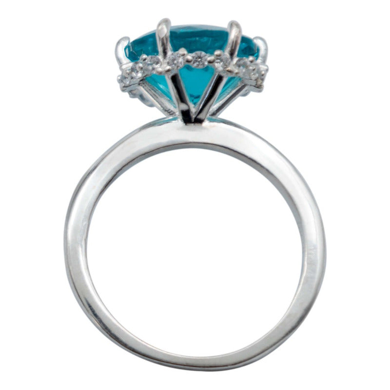 Anillo Promesa Amor Plata Obsidiana Paraiba Certificado 2 Ct