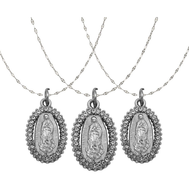 3 Collares Virgencita Guadalupe Piedras Cadena Hombre Mujer