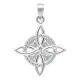 Dije Nudo Bruja Triqueta Fase Luna Plata 925 Zirconia 2.8 Cm Plateado