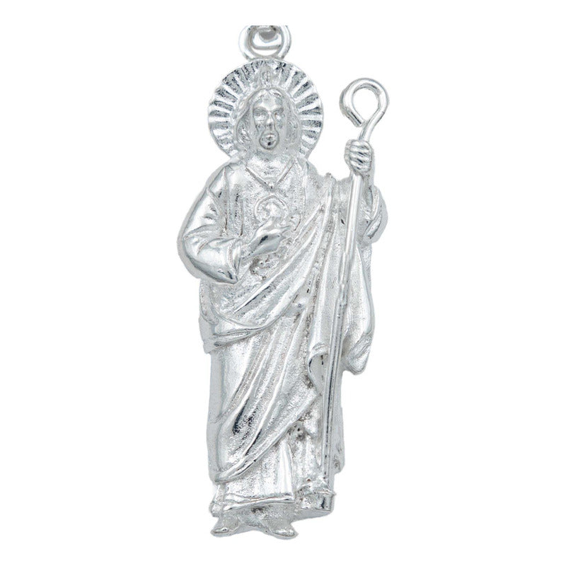 Dije Liso Troquel San Judas Detallado Plata 925 4.7 Cm