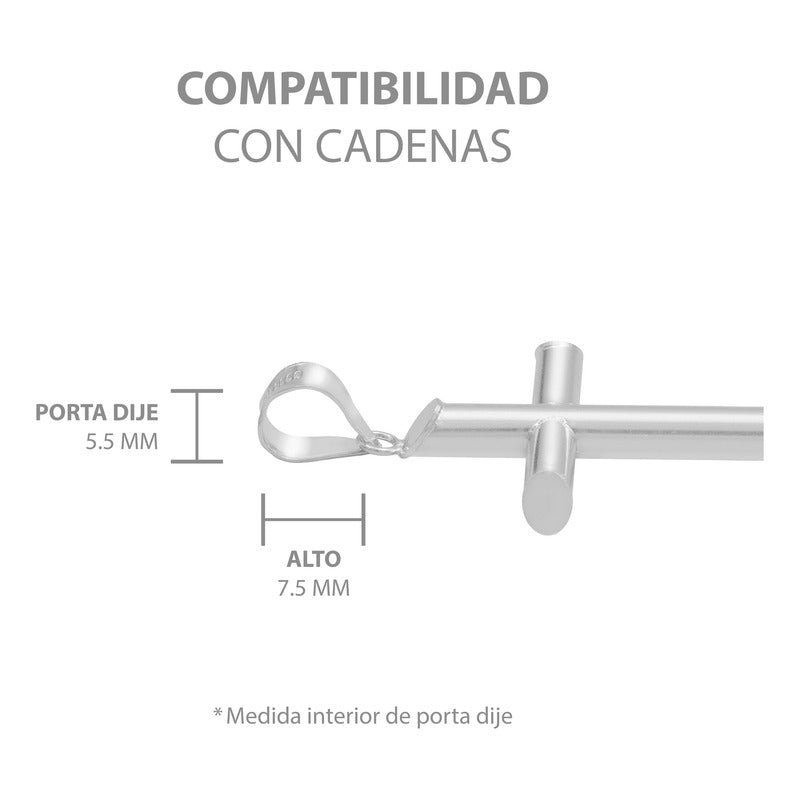 Dije Cruz Tubo Tubular Lisa Sencillo Hombre Plata 925 5 Cm Plateado