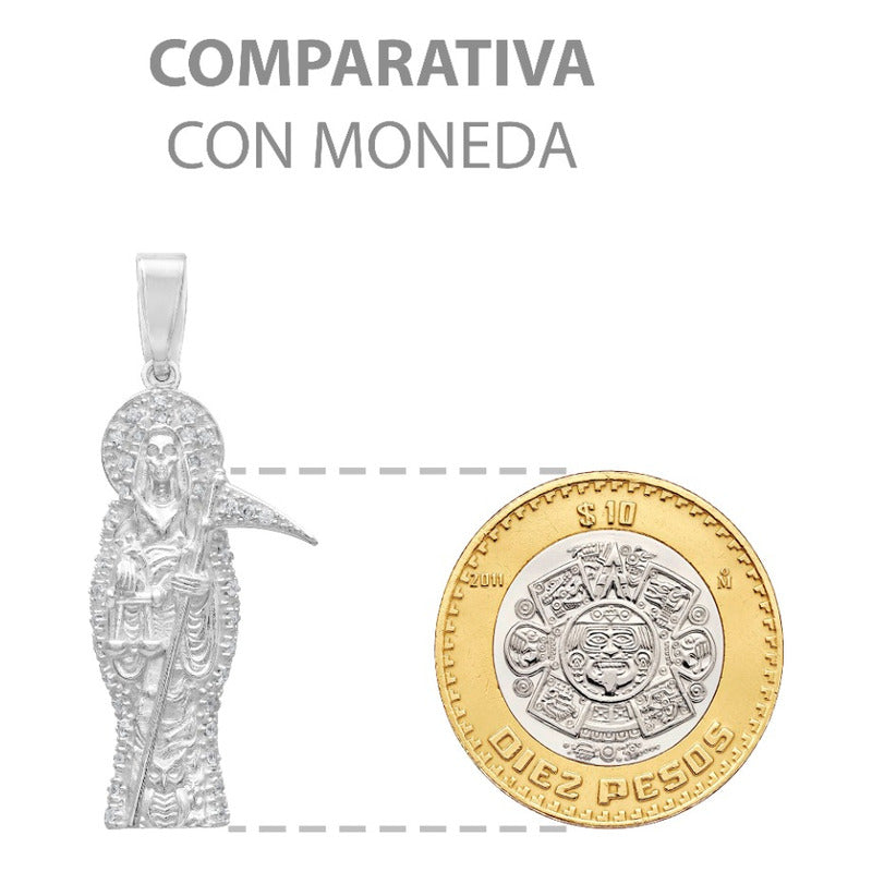 Joyaris Dije Santa Muerte Plata 925 Unisex Zirconias 45mm Plateado