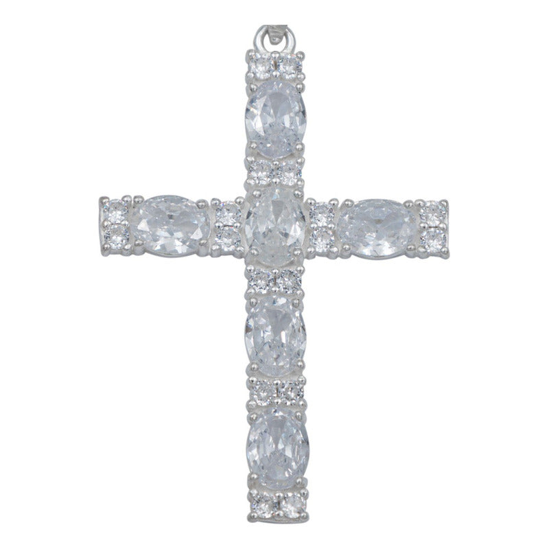 Dije Cruz Grande Zirconias Hombre Regalo Plata 925 6 Cm