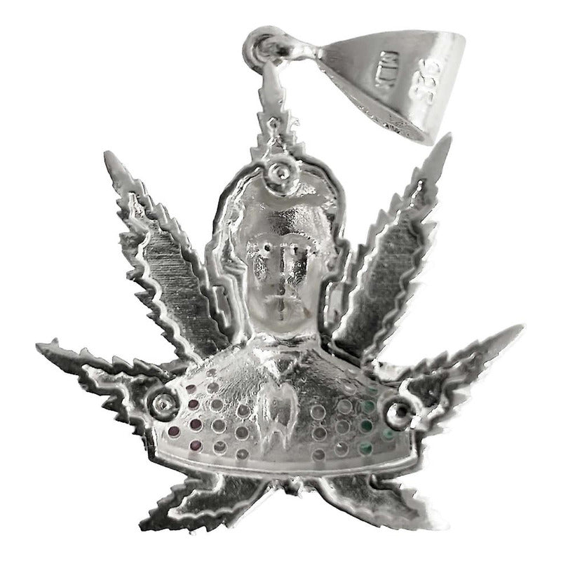 Dije Jesús Malverde Cannabis Zirconias Plata Solida Ley 925