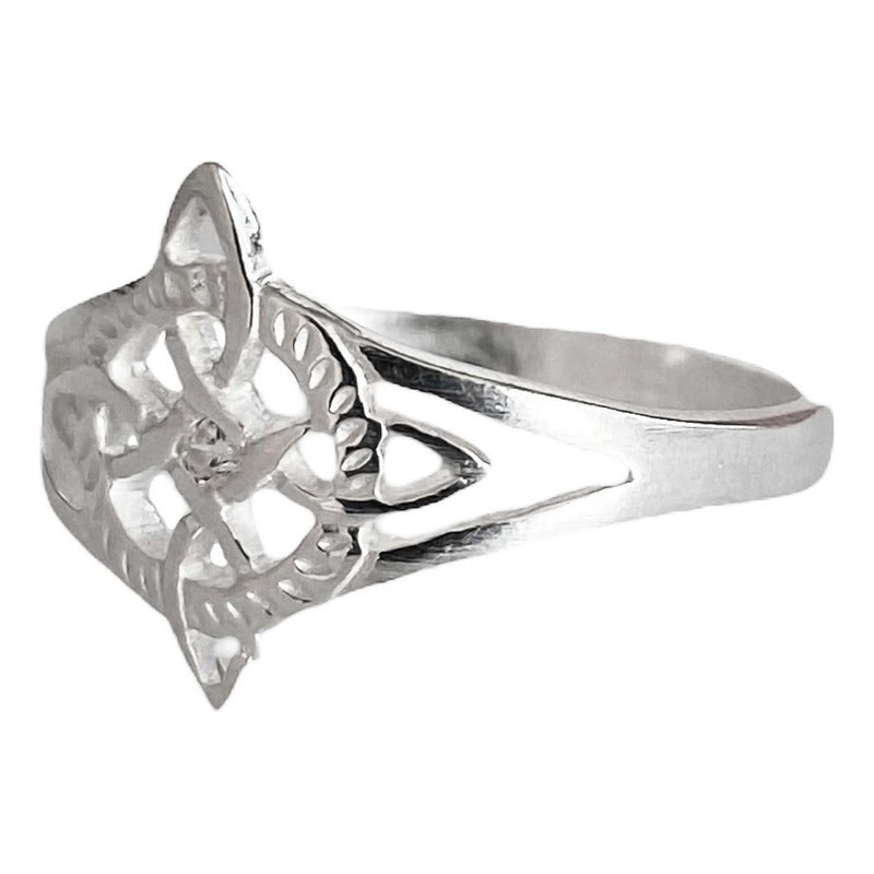 Anillo Nudo De Bruja Con Zirconia De Color Plata Solida 925
