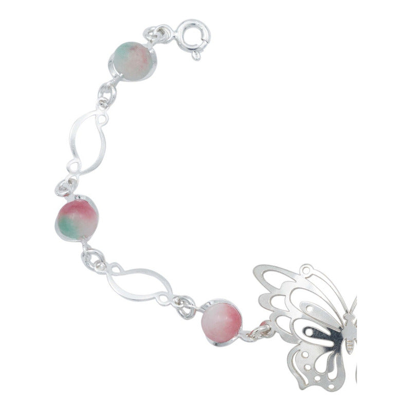 Pulsera Mariposa Primavera Piedra Natural Mujer Plata 925