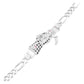 Pulsera Santa Muerte Zirconias Figaro 3x1 Plata 925 6 Mm Negro 6 Cm 21 Cm