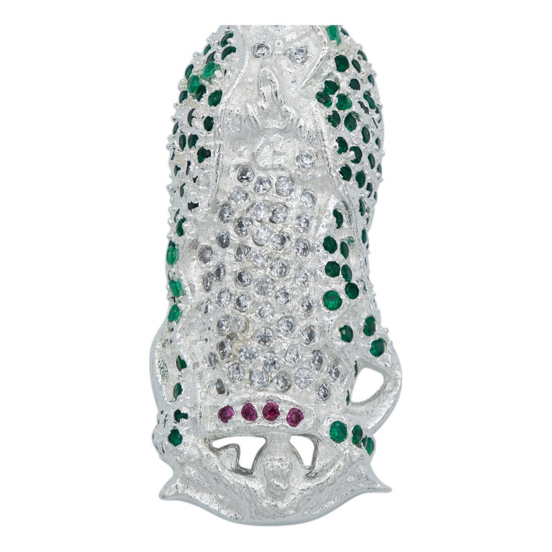 Dije Virgen De Guadalupe Zirconias Plata Solida 925 5.9 Cm