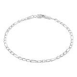 Pulsera Fígaro 3x1 Clásica Plata 925 Mujer Regalo 2 Mm 14 Cm Plateado