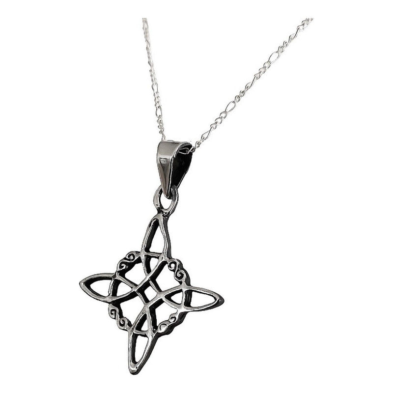 Dije Nudo De Bruja Pavonado Grande Plata 925 + Cadena S925