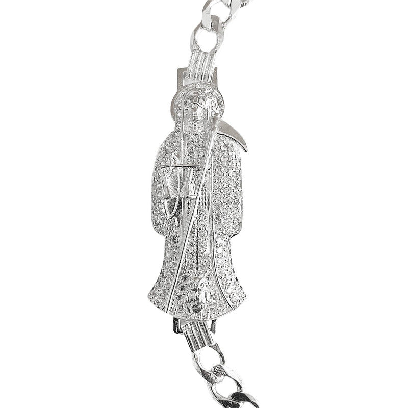Pulsera Cuabana Santa Muerte Esclava Plata Ley 925