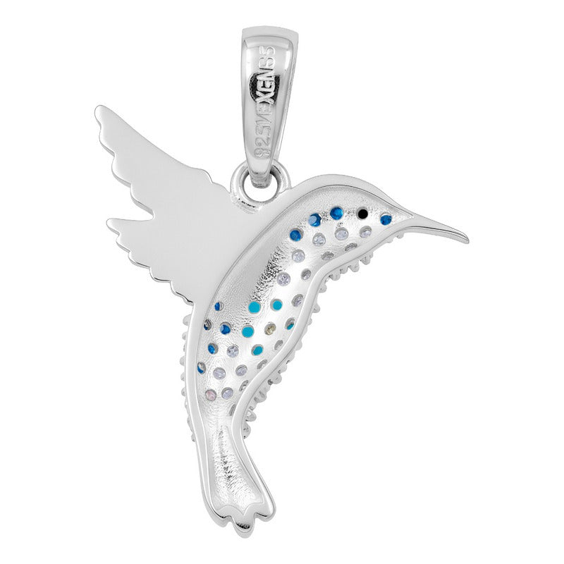 Dije Colibrí Plata 925 Zirconias Joyería Fina Regalo Mujer - Lila Azul