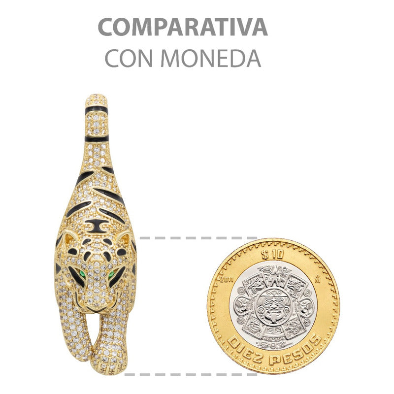Joyaris Dije Tigre Dorado  Mujer Zirconias Lujo 58mm Dorado