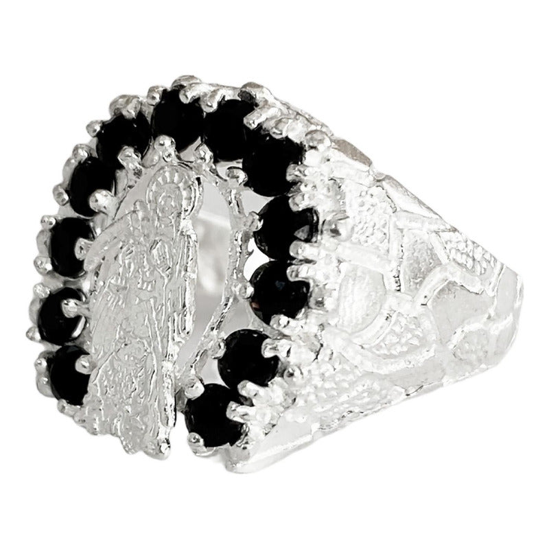 Anillo Santa Muerte Herradura Zirconias Plata Ley 925