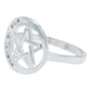 Anillo Diamantado Pentagrama Luna Zirconias Plata Ley 925