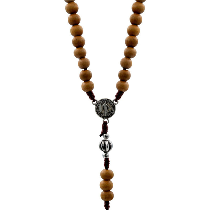 Rosario Católico Madera Con Metal San Benito Cristo Virgen