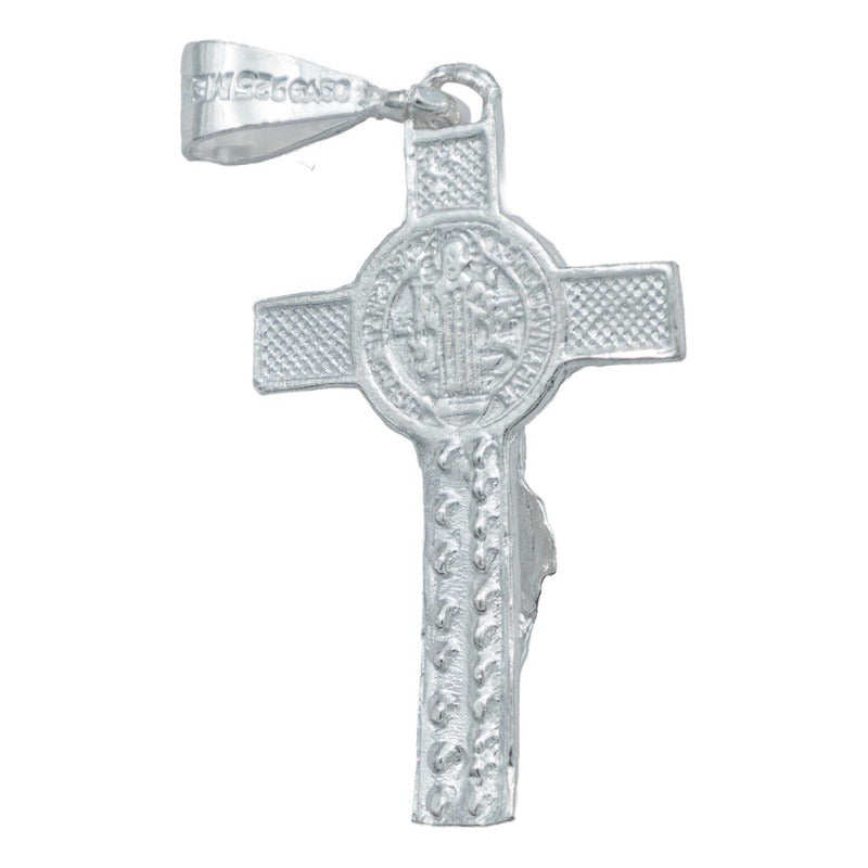 Dije Cruz Jesucristo San Benito Suerte Pulido Plata Ley 925