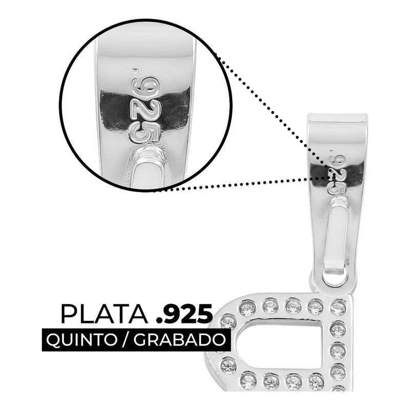 Dije Inicial De Plata 925 Zirconias  2 Cm Regalo Para Mujer R