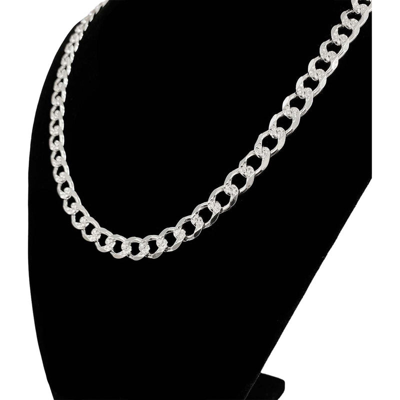 Cadena Barbada Diamantada Cubana Hombre Plata925 70cm X 1cm