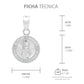 Dije Mini Medalla Bautizo Sagrado Corazón Plata 925 1.2 Cm Blanco