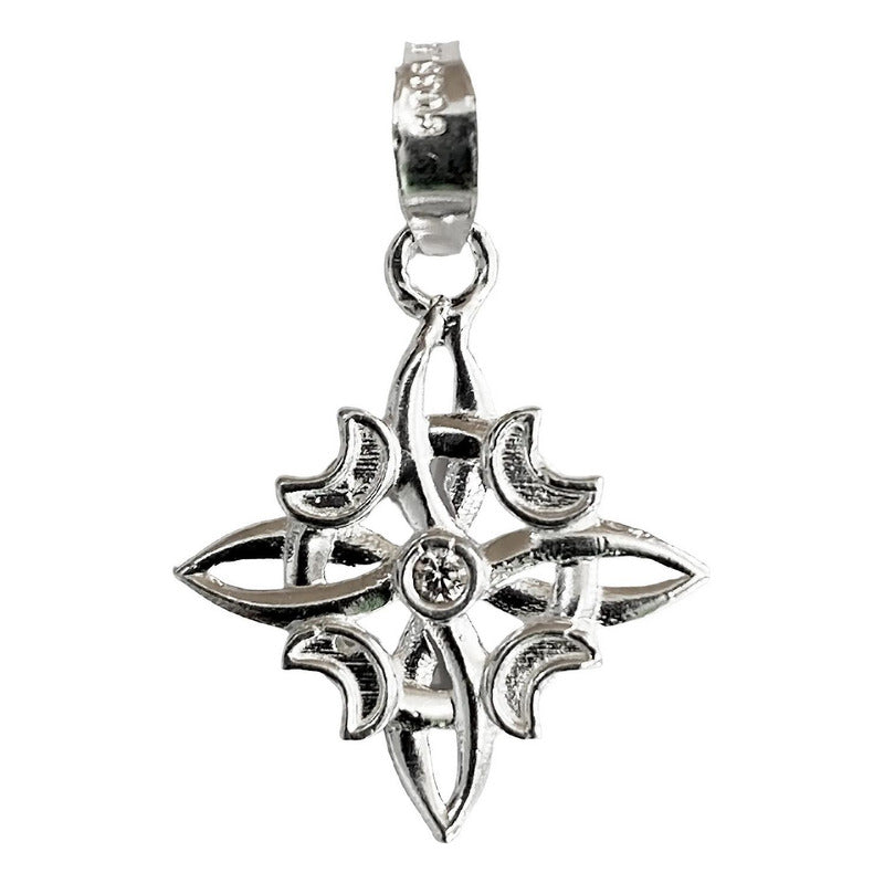 Dije Nudo De Bruja Fases Lunares Zirconia Plata Pura Ley 925