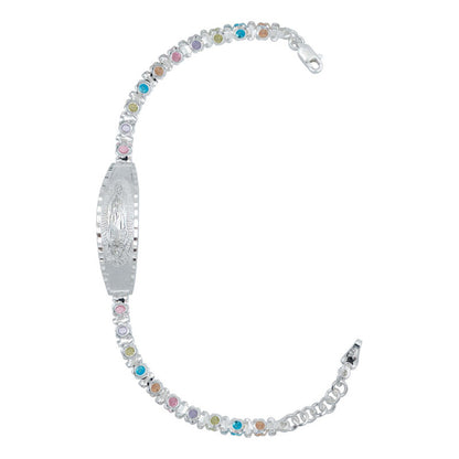Esclava Ajustable Virgencita Guadalupe Zirconias Plata 925
