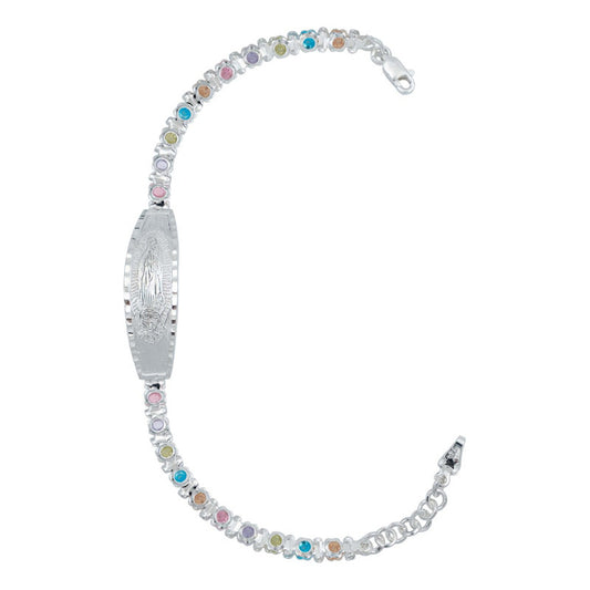 Esclava Ajustable Virgencita Guadalupe Zirconias Plata 925