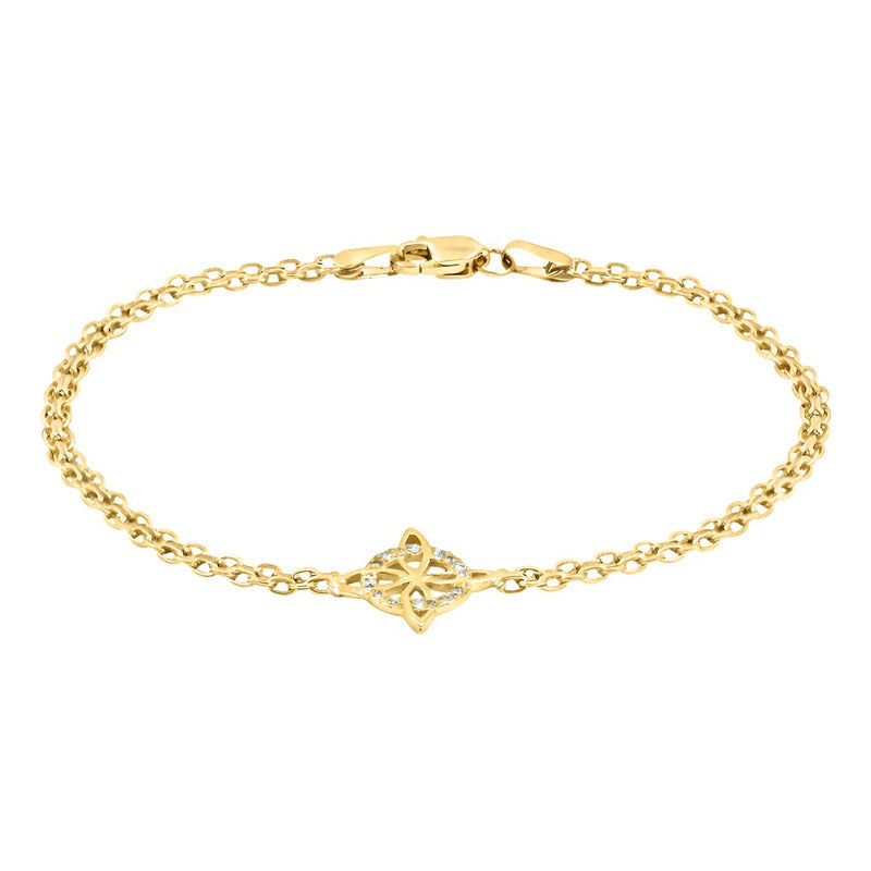 Pulso Bismark Dije Nudo Bruja Chico Oro 10k Zirconias 2.4g Amarillo 17 Cm