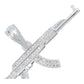Dije Rifle Ak 47 Zirconias Bélico Metralleta Plata 925