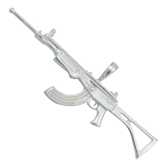 Dije Rifle Ak 47 Liso Bélico Mediano Hombre Regalo Plata 925