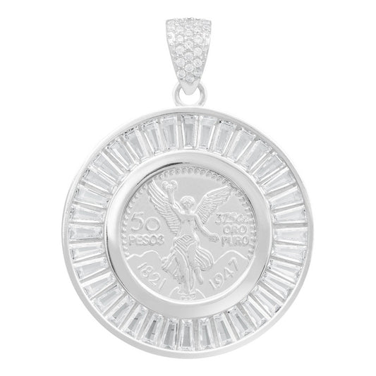 Dije Medalla Angel Centenario Bisel Zirconias Plata 925 Blanco