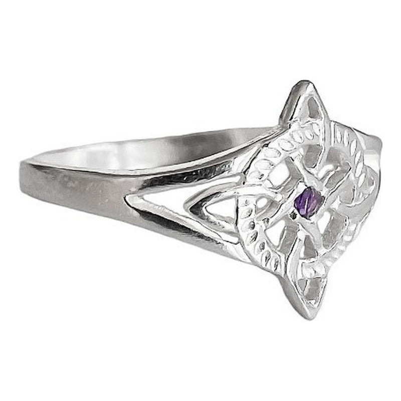 Anillo Nudo De Bruja Con Zirconia De Color Plata Solida 925