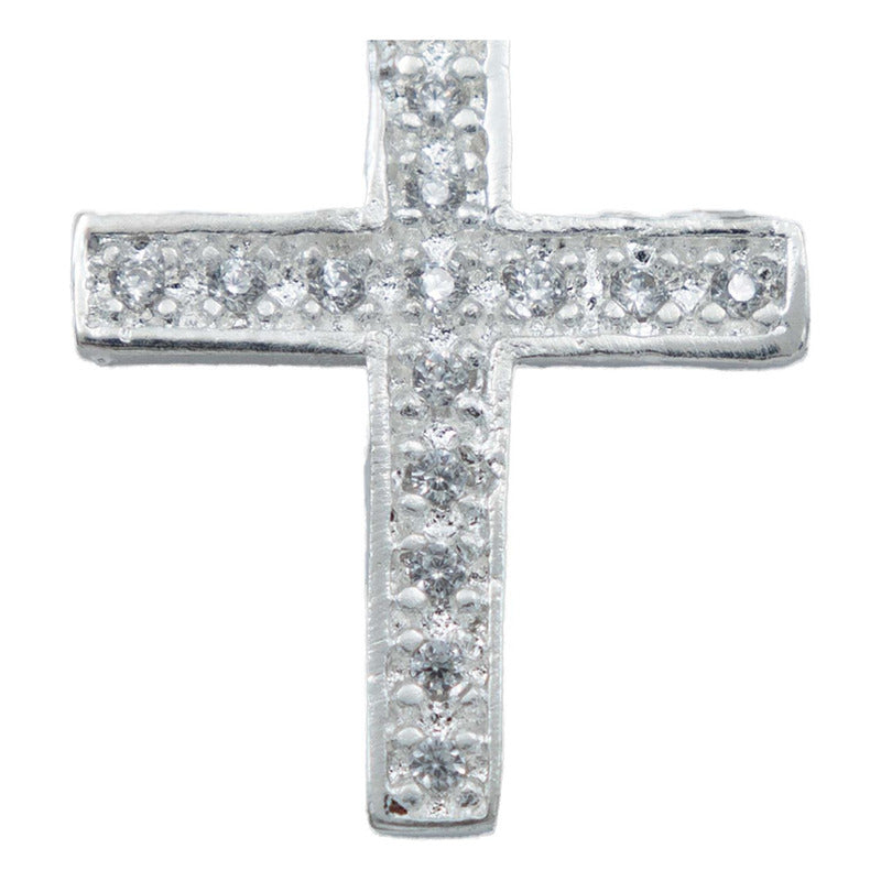 Dije Cruz Chica Zirconias Hombre Mujer Plata925 3.2 Cm Blanco Alto/ancho 3.2 Cm X 1.7 Cm