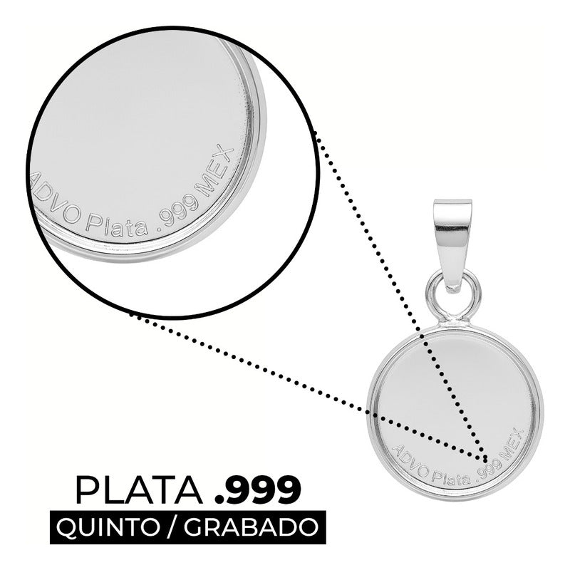 Dije Sagrado Corazón De Jesús Liso De Plata Pura .999 2.7 Cm Plateado
