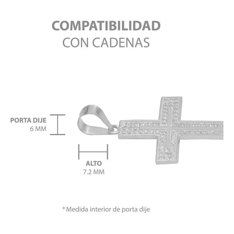 Dije Cruz Grande Plana Zirconias Hombre Plata 925 4.6 Cm Blanco