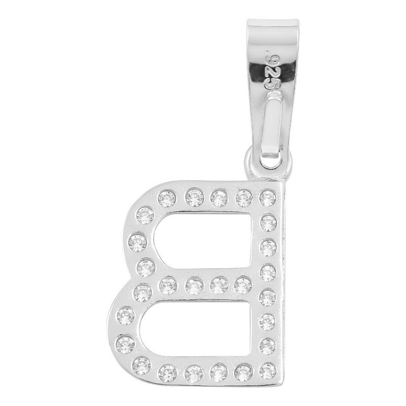 Dije Inicial De Plata 925 Zirconias  2 Cm Regalo Para Mujer B