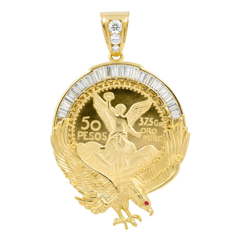 Dije Centenario Grande Oro Laminado 14k 8 Cm Aguila Patria Amarillo