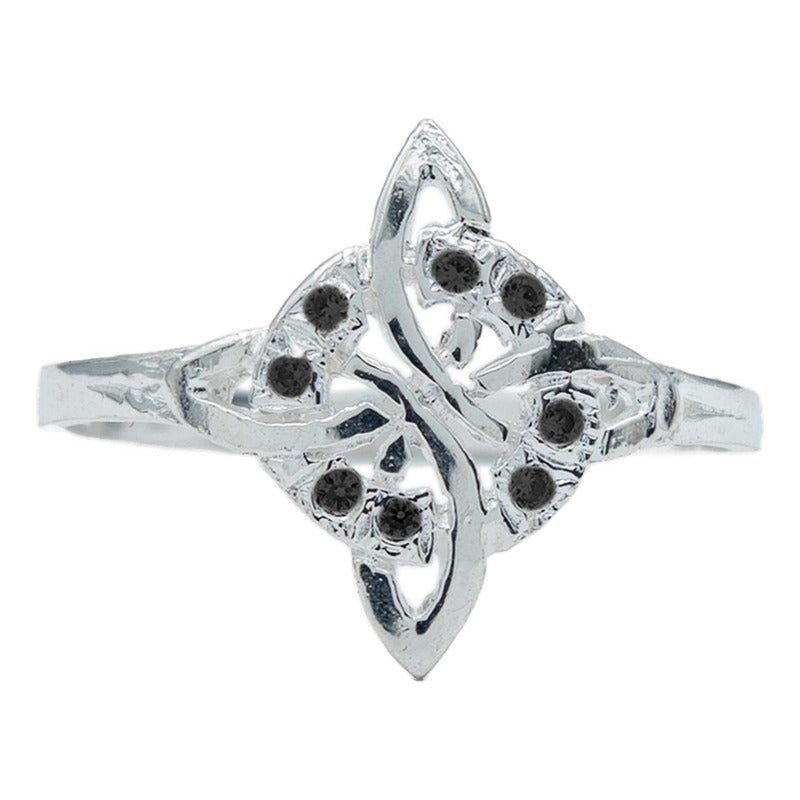 Anillo Nudo De Bruja Celta Diamantado Zirconias Plata S925