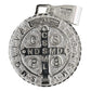Medalla Diamantada San Benito Doble Vista Plata 925 2.5 Cm