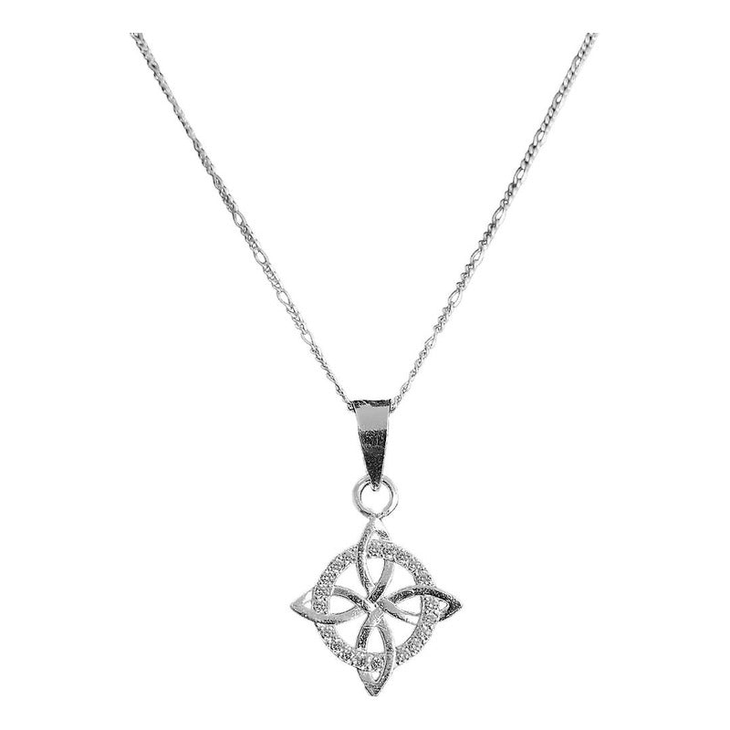 Collar Nudo De Bruja Celta Redondo Zirconias Plata Ley 925